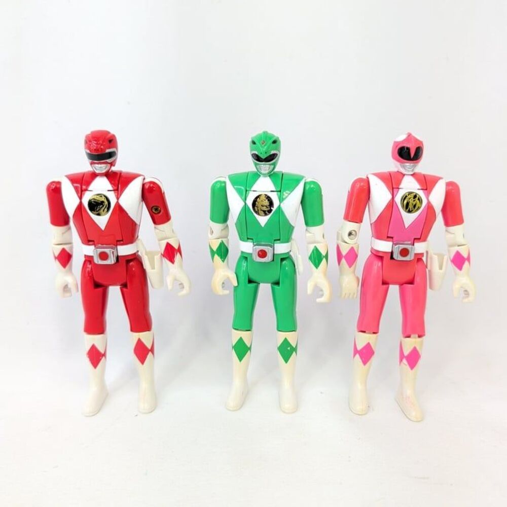 Vintage 1993 Bandai Power Rangers Auto Morphin Figures Lot Red Green Pink Mighty